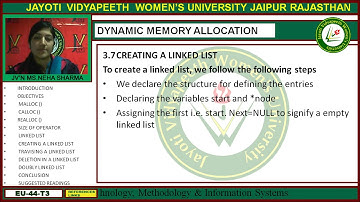 Jayoti Vidyapeeth - Faculty of Engineering and Technology - Dynamic Memory Allocation