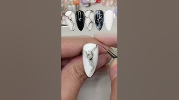 Cách vẽ  móng giả đá bằng sơn gel, how to polish marble for nail