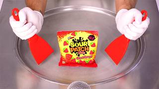 วิธีทำไอศกรีมโรล SOUR PATCH KIDS STRAWBERRY | ASMR (ไม่พูด)