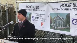 Providence Career and Technical Academy Students Hold “Beam Signing Ceremony” with Mayor Elorza