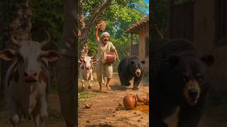 Naughty bear greedy for honey #aivideo #honey #cow #bear #viralshorts #trendingshorts #youtubeshorts