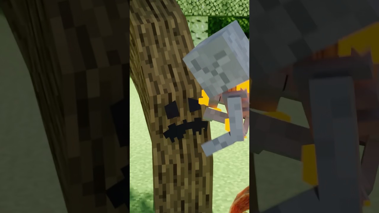 skeleton vs tree monster #minecraft #shorts