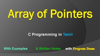 Array of Pointers in C | C Programming in Tamil