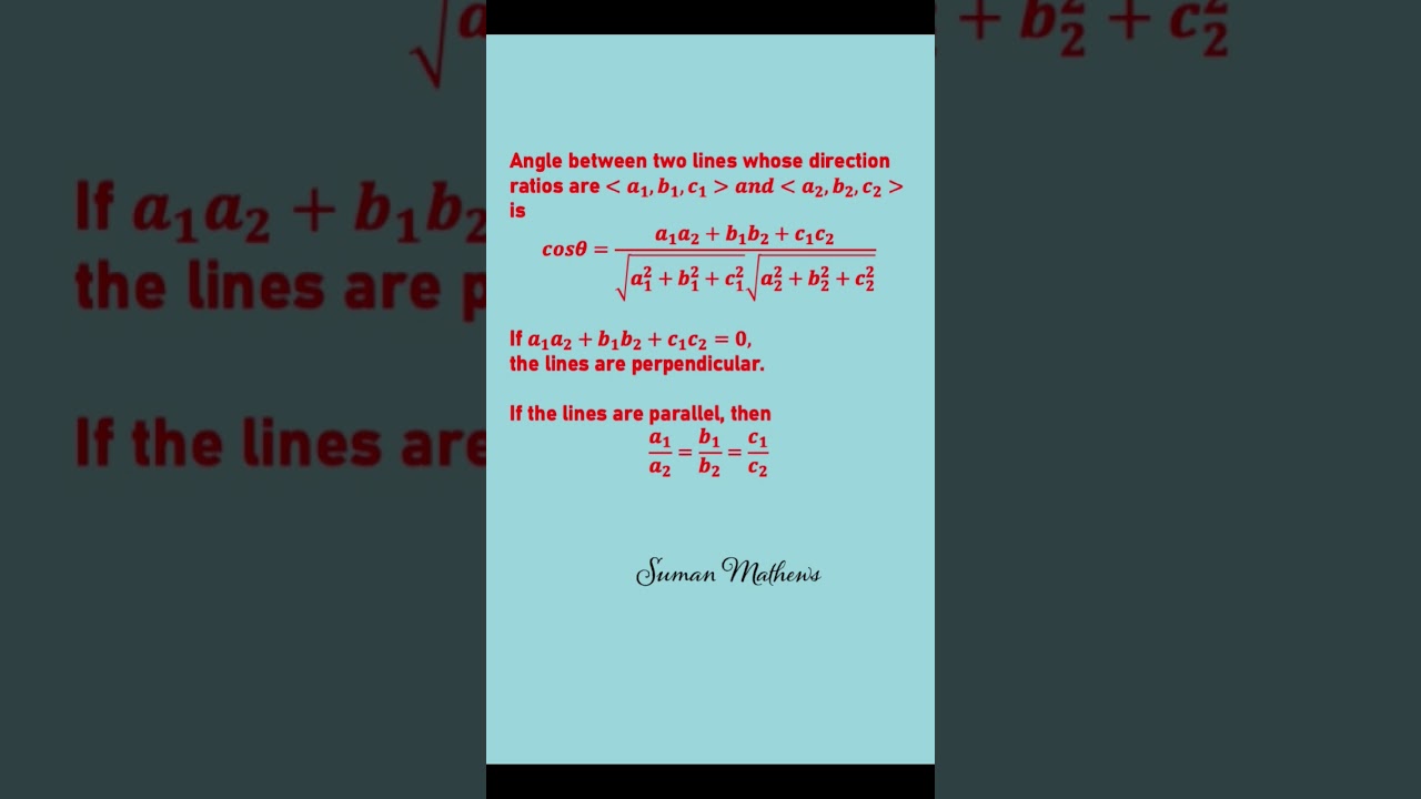 Three Dimensional Geometry formulas Class 12 Mathematics 