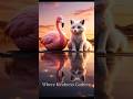 Stunning Fox &amp; Flamingo  #nature #rescue #animals #stunning #animation #ai #beauty  #shotsfeed #fox