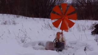 Oil skimmer whith wind engine