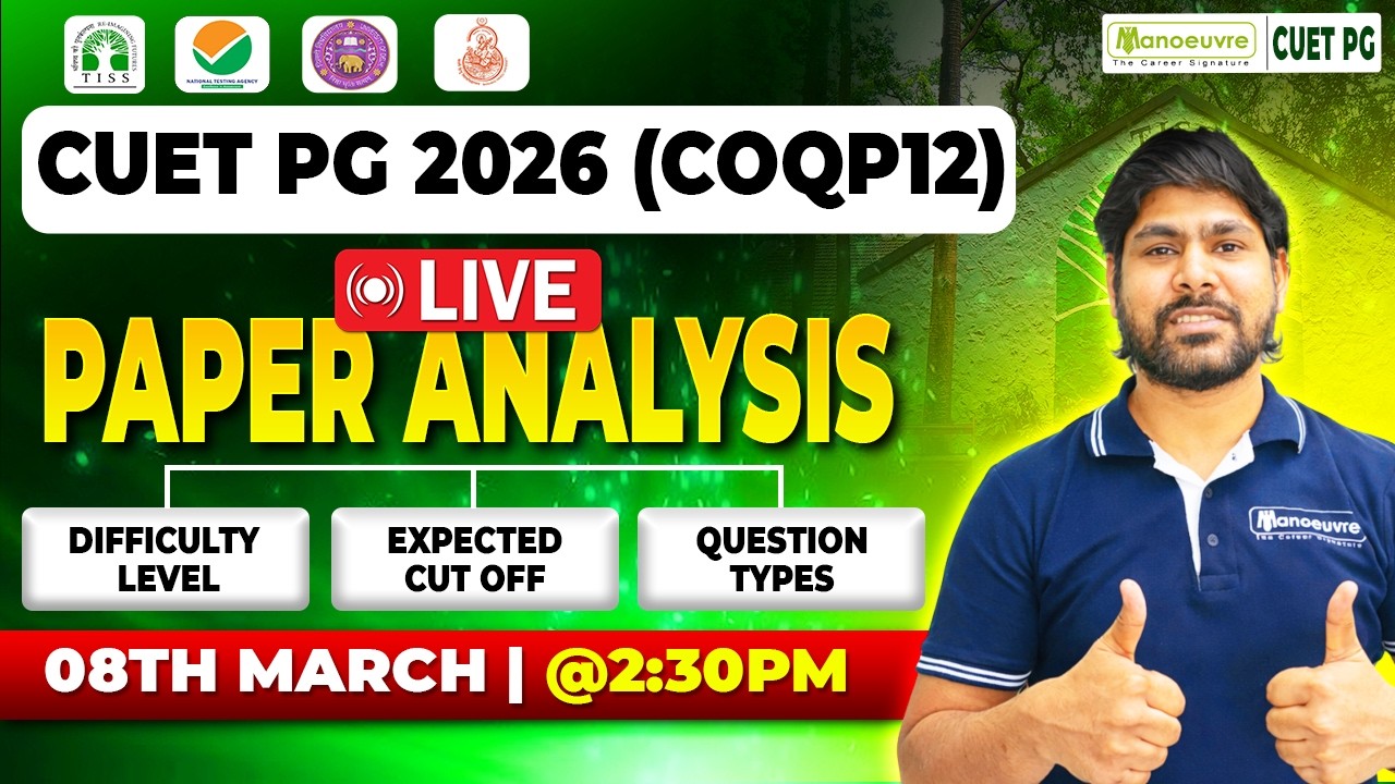 CUET PG 2026 - Live Paper Analysis (COQP12)| Difficulty Level ...