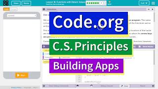 Functions with Return Values Lesson 16.7 Tutorial with Answers Code.org CS Principles