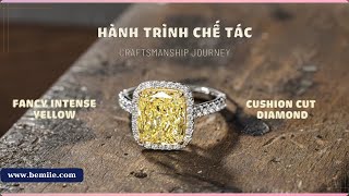 CHẾ TÁC NHẪN VÀ DÂY CHUYỀN KIM CƯƠNG FANCY 2,5ct & 4ct | Bespoke Halo Ring & Necklace Fancy Cushion