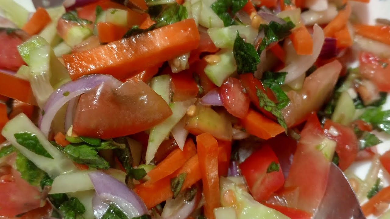 শশা, গাজর, টমেটো ও পুদিনা পাতা দিয়ে দারুণ মজার সালাদ | Healthy Vegetable Salad Recipe