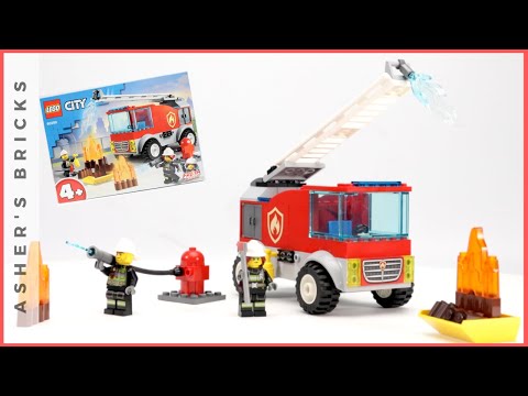 YouTube thumbnail: LEGO 60280 City Fire Ladder Truck UNBOXING Speed Build Review