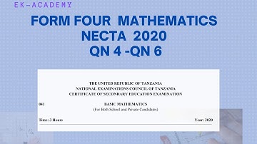 FORM FOUR BASIC MATHEMATICS NECTA 2021 Q4-QN6