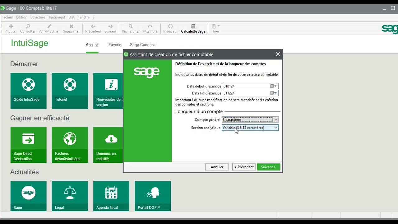 création fichier comptable sage i7