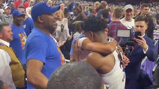 Kansas Player Ochai Agbaji Has Emotional Moment With His Family After Winning NCAA Title Game