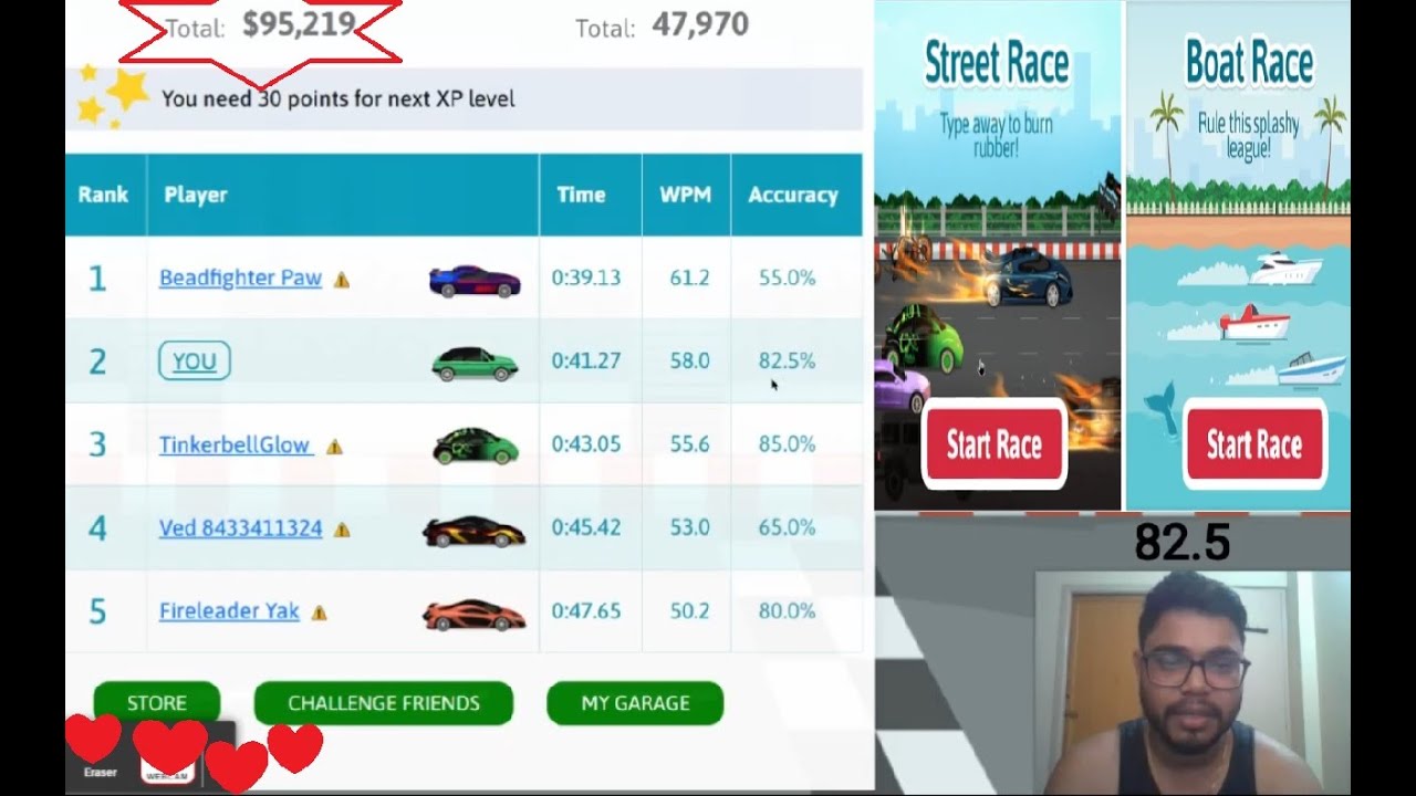 Playing typing game online Abhimanyu Singh Street Car race, Boat