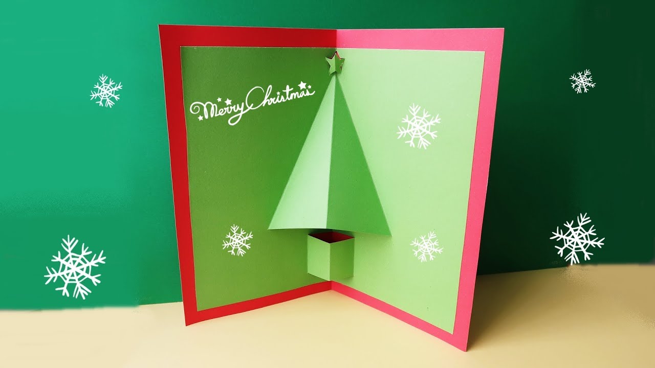 飛び出すクリスマカードの作り方 簡単な立体ポップアップツリー Diy Christmas Popup Card How To Make A 3d Christmas Tree Card Youtube