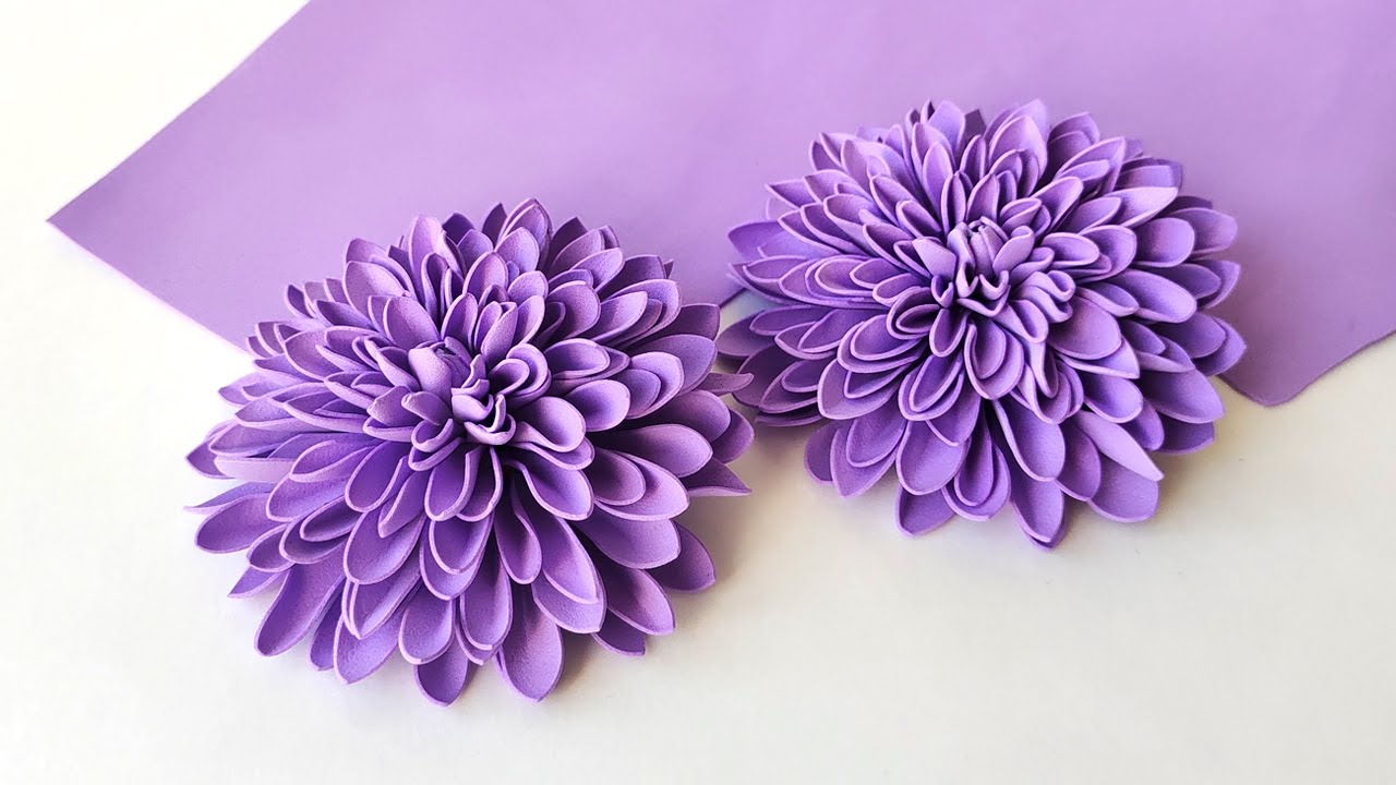 ПРЕКРАСНЫЕ, НЕЖНЕЙШИЕ ХРИЗАНТЕМЫ ИЗ ФОАМИРАНА!!! без шаблона. DIY/Foamiran chrysanthemum