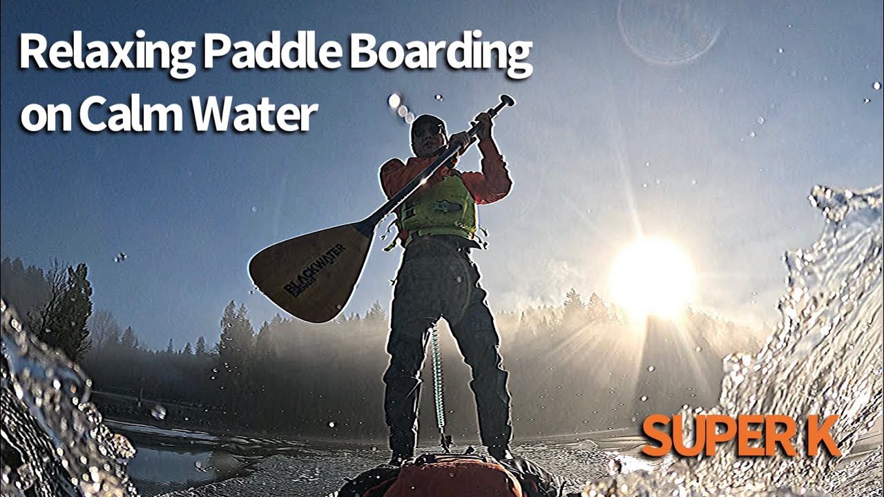 Relaxing Paddle Boarding on Calm Water - 4K Video (No Music)