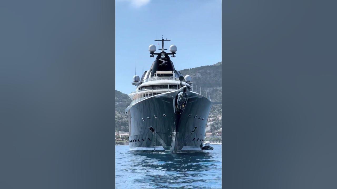 Legendary bow of brand new MY KISMET at anchor off Beaulieu sur Mer a few weeks ago.
