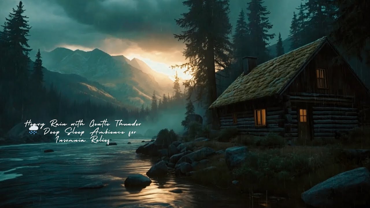 Heavy Rain with Gentle Thunder 🌧️ Deep Sleep Ambience for Insomnia Relief