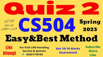 CS504 Quiz No 2 Solution Spring 2023 100% Verified Answers
