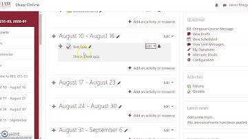 Setting up a quiz in Moodle Summer 2020 update