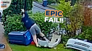 Dad falls off wheelie bin and into bushes 🤦‍♂️🌳😅 | LOVE THIS! by SWNS 187 views 2 days ago 44 seconds