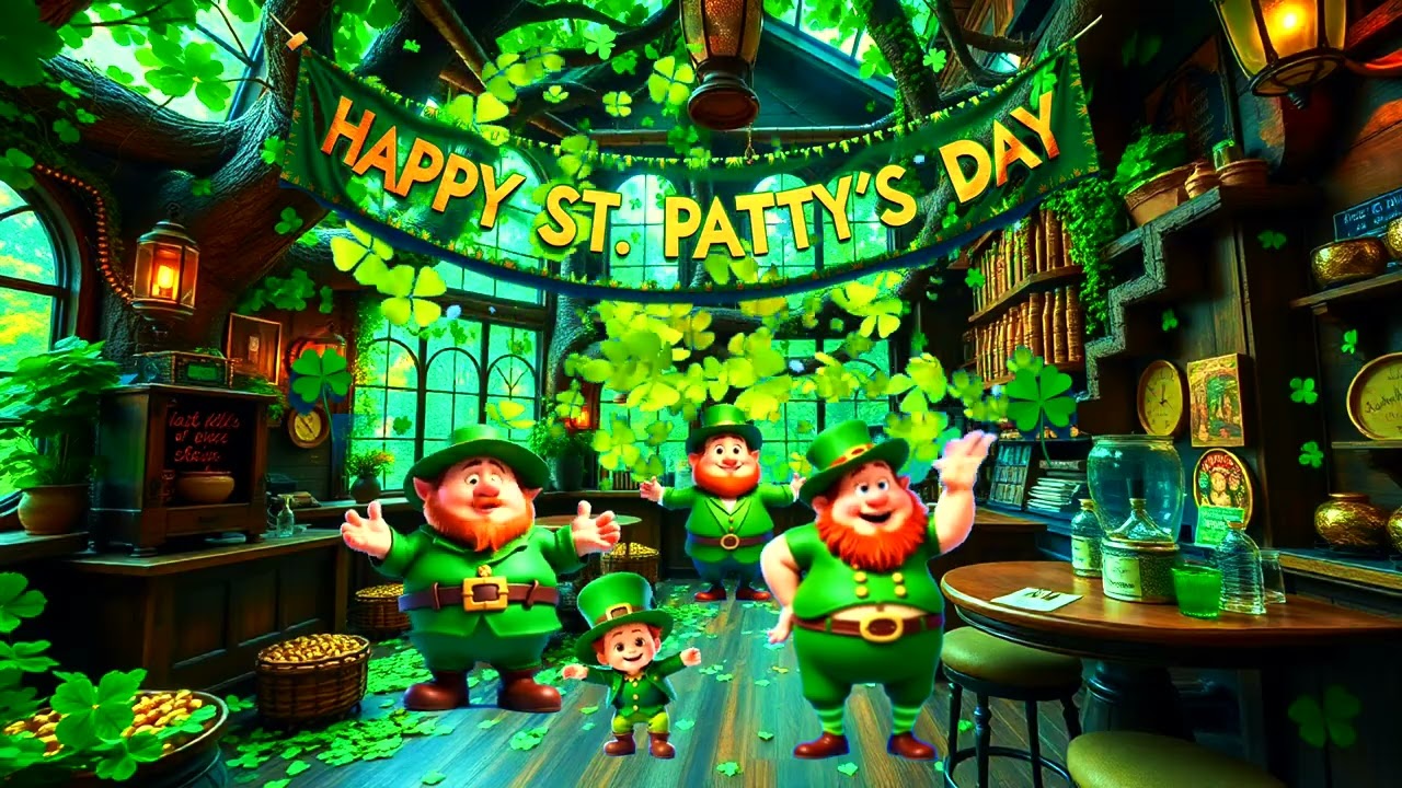☘️🎶 Festive & Happy St. Patrick’s Day Ambience | Adorable Leprechaun Café & Irish Song Mix! 🎩🍀