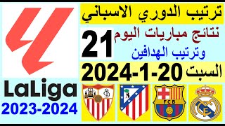 ترتيب الدوري الاسباني وترتيب الهدافين الجولة 21 اليوم السبت 20-1-2024 - نتائج مباريات اليوم