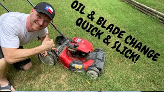 Troy Bilt Lawn Mower Oil Change and New Blade; QUICK & SLICK!!