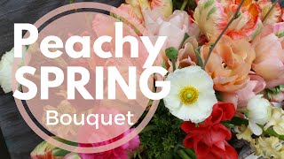 Peach Spring Bouquet Tulips, Ranunculus, Hyacinth Growing Flowers Cut Flower Farm Gardening Beginner