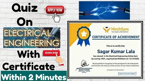 Quiz on Electrical Engineering with Certificate || free electrical engineering certificate