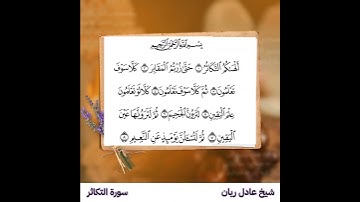 سورة التكاثر بصوت القارئ : عادل ريان