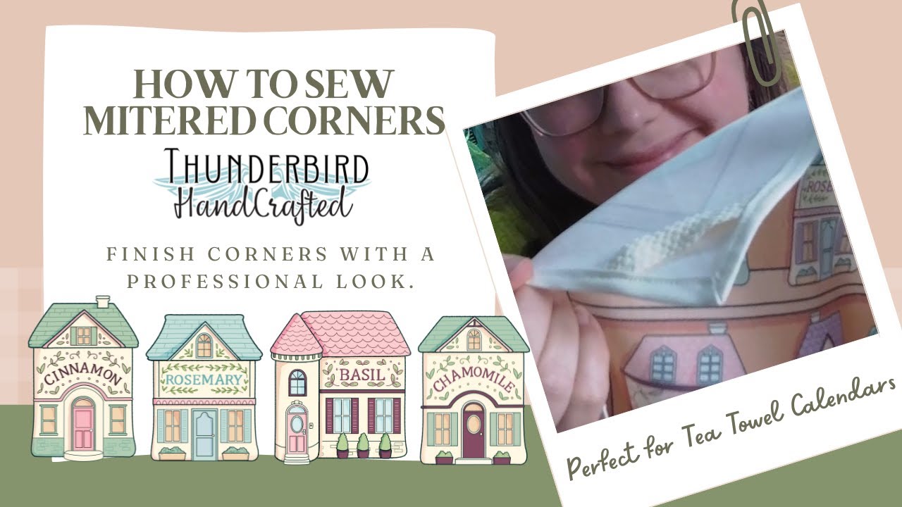 Как сшить углы под углом 45 градусов и подшить край календаря из кухонного полотенца | Урок шитья...