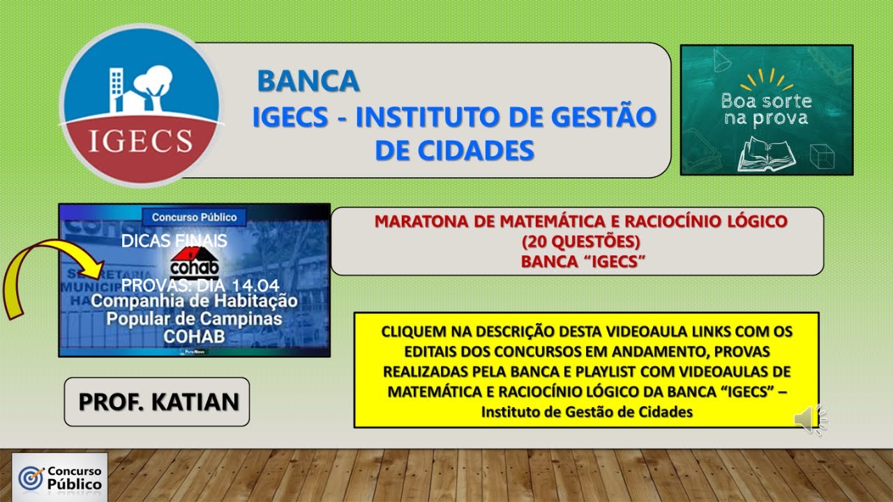 BANCA IGECS -  Dicas finais para o concurso COHAB Campinas/SP - Provas dia 14.04.2024