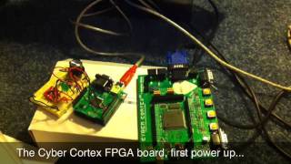 Cyber Cortex AV First Power Up
The Cyber Cortex AV is a Xilinx FPGA board produced by fabuloussilicon.com as part of a Kickstarter project. It has a 500K transistor Xilinx Spartan 3e at its core, with interfaces for VGA, PS/2 keyboard and mouse, and two joystick ports. The board as shipped has been programmed to simulate an Arduino equipped with a Gameduino shield, programmed with the demonstration Asteroids sketch installed. This is my first power on of the board. Ill be using it in a future project, stay tuned. Cyber Cortex AV First Power Up