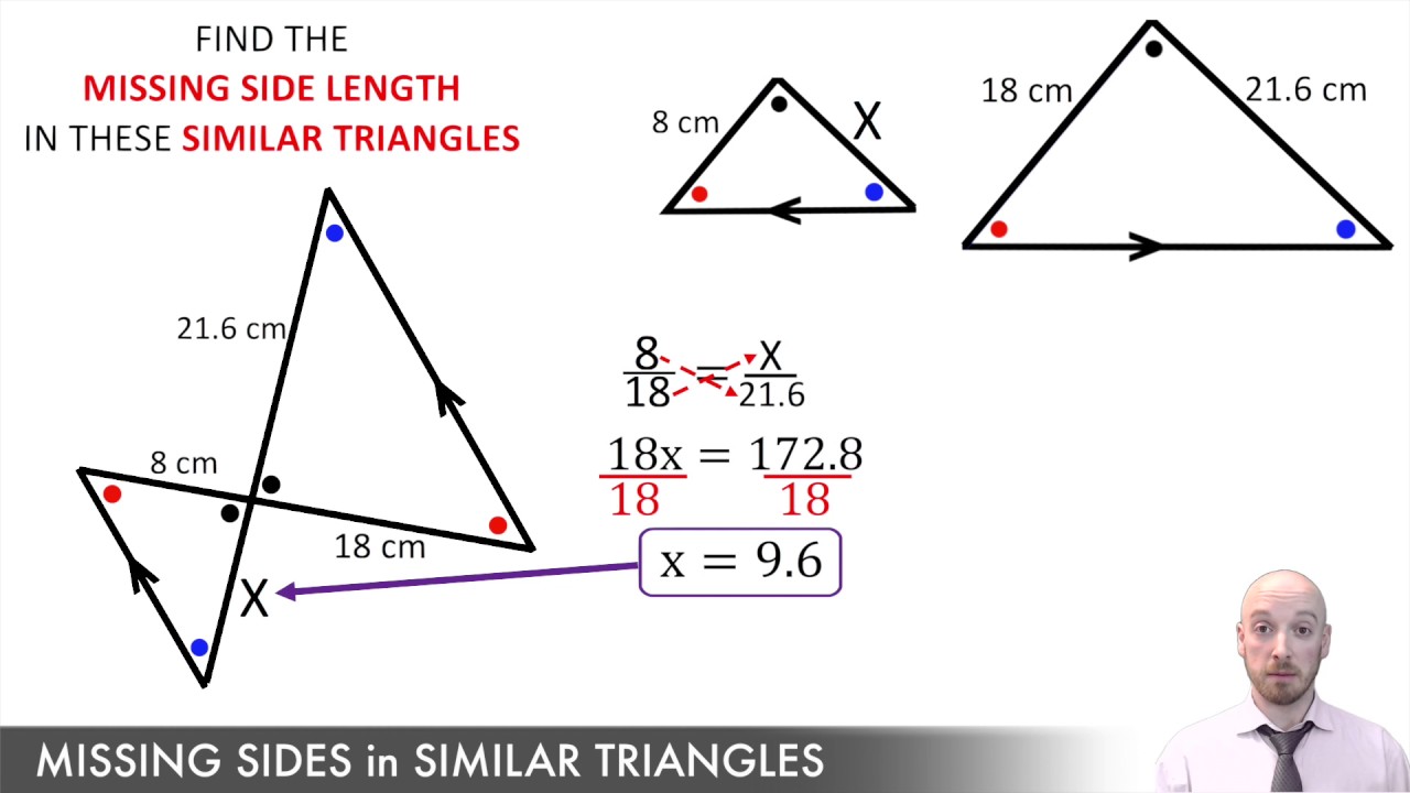 Missing Sides in Similar Triangles - YouTube