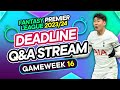 FPL GW16 LIVE DEADLINE STREAM | I Quit My Job! Full Time FPL 😊 | Fantasy Premier League 2023/24
