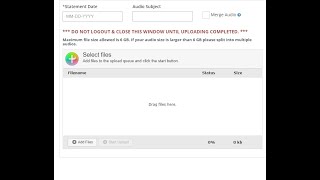 Uploading Audio files into CROSStrax.