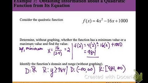 Precalc 2.2 Part 2: Quadratic Functions