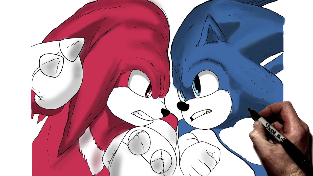 How To Draw Knuckles Vs Sonic Step By Step Sonic The Hedgehog Youtube