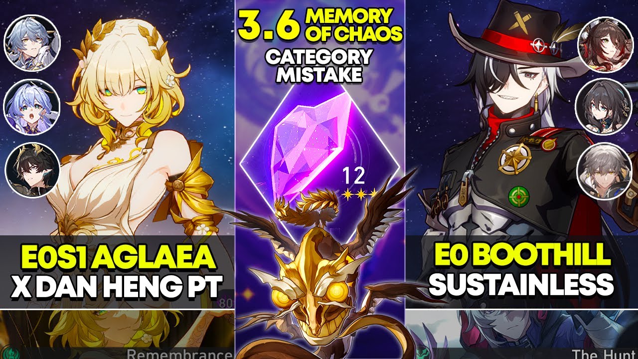 E0S1 Aglaea x Dan Heng PT & E0 Boothill Sustainless | Memory of Chaos 12 | Honkai Star Rail 3.6