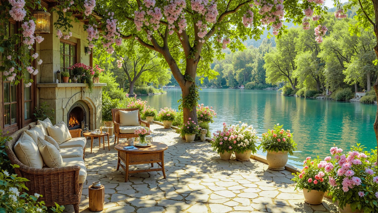 Весеннее утро у домика на берегу реки 🌿 Успокаивающая фортепианная музыка на фоне прекрасной весенн