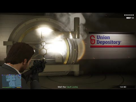 GTA 5 - Solo Bank Heist at The Union Depository + Ten Star Escape