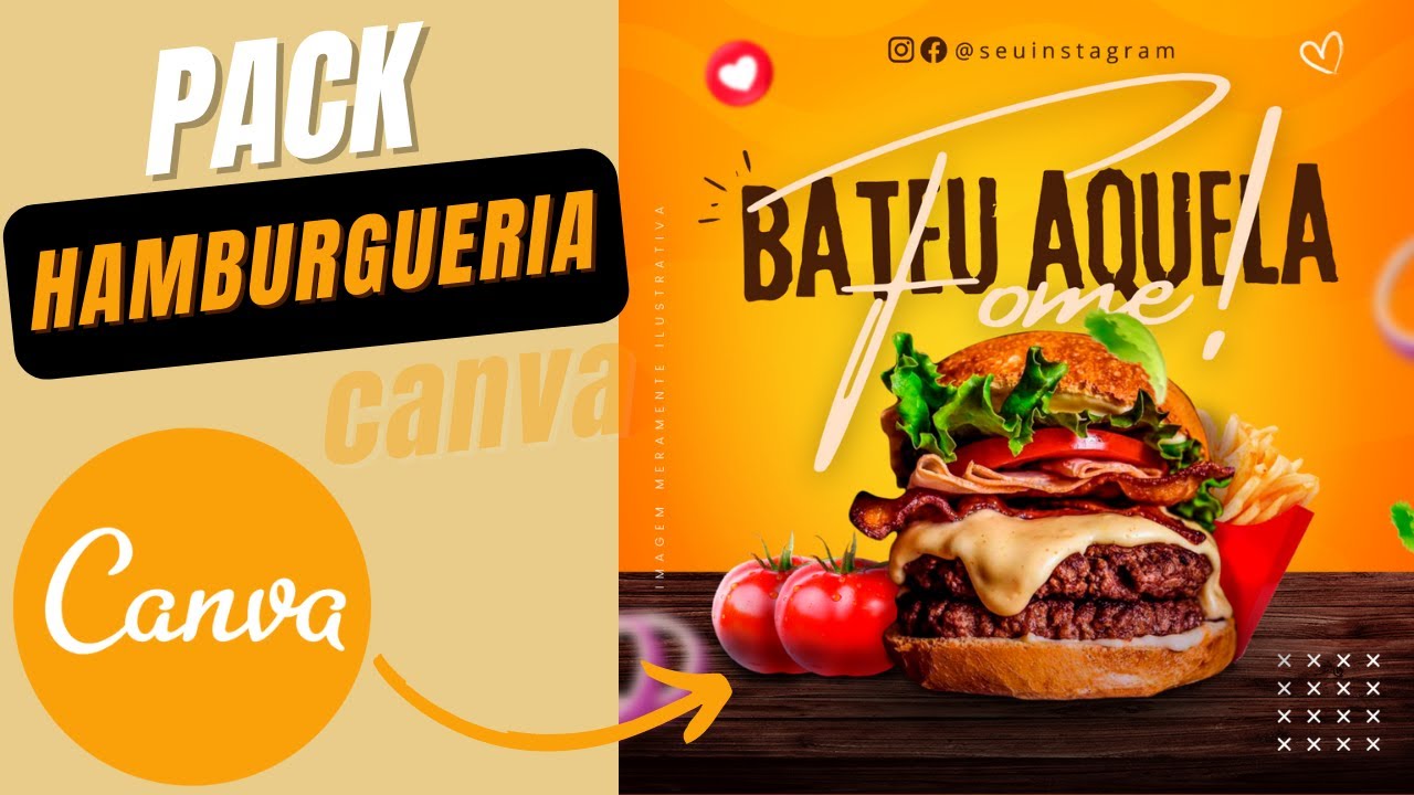 Pack Canva Hamburgueria Templates Editáveis 200 Artes + B