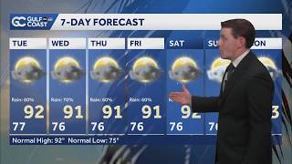 Higher rain chances stick around for the work week on the Gulf Coast