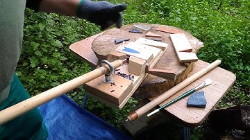 Flint knapping slabs with a jig part 3