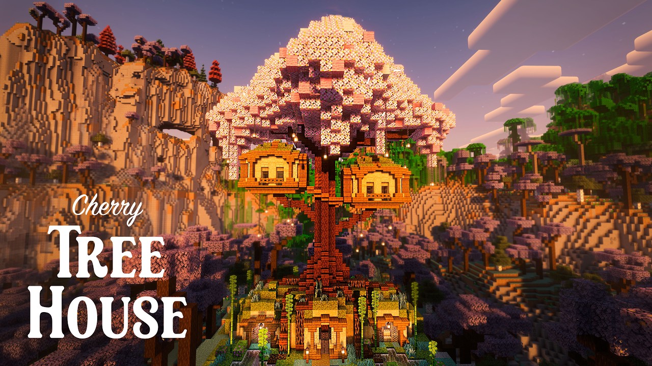 How to Build a Cherry Tree House in Minecraft (Step by Step Cozy ...