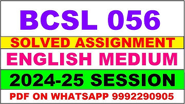bcsl 56 solved assignment 2024-25 | bcsl 56 solved assignment in english 2025 | bcsl 56 2024-25