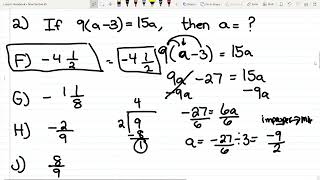 ACT Math Algebra: Solving Equations